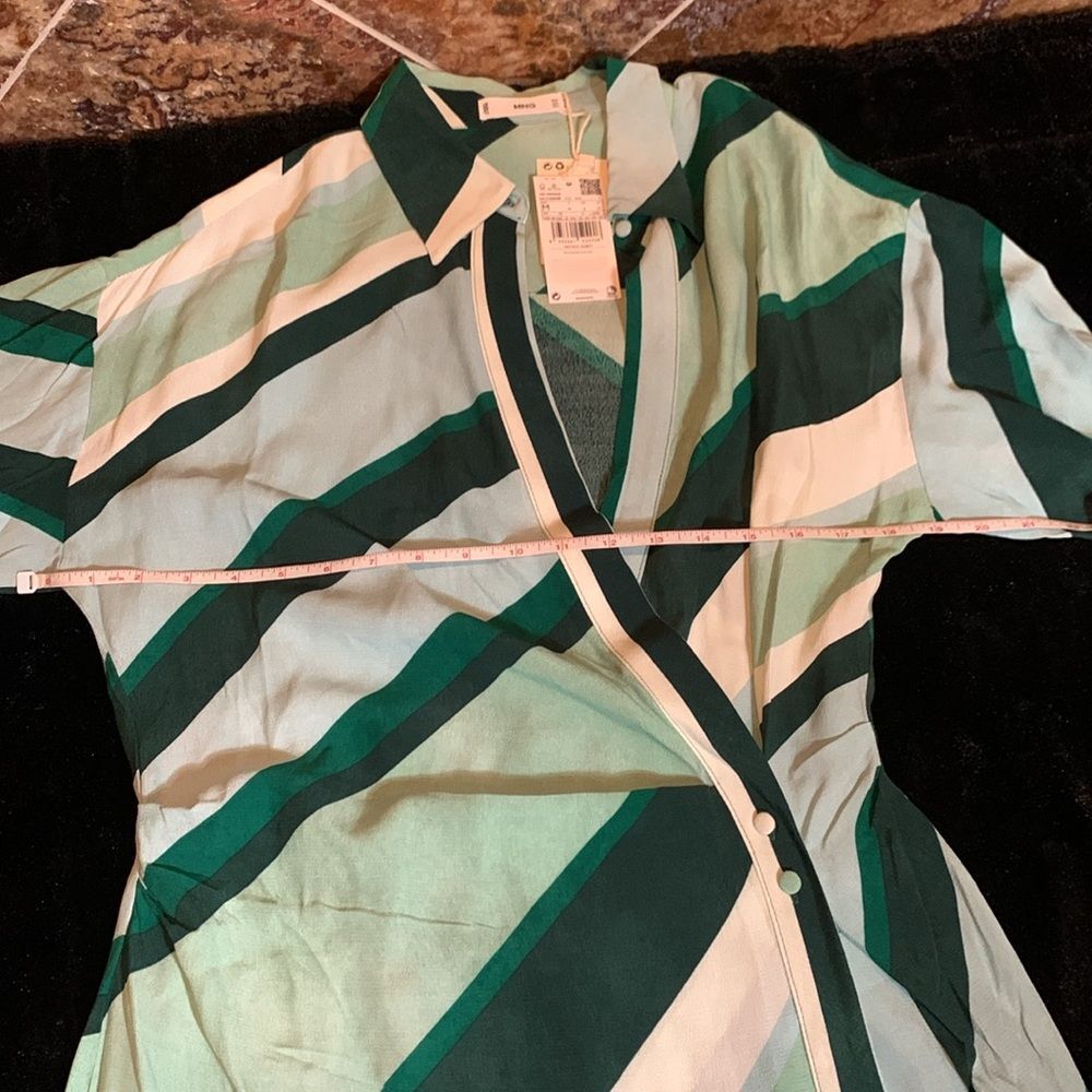 FRESH & EFFORTLESS | Mango Green Striped Print Dress - NWT Size Medium - Picture 6 of 14